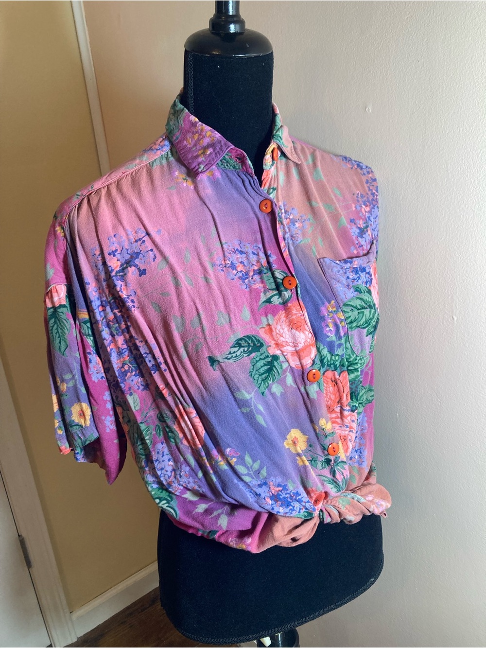 At Last Pink, Purple and Green Floral Button-Down Shirt